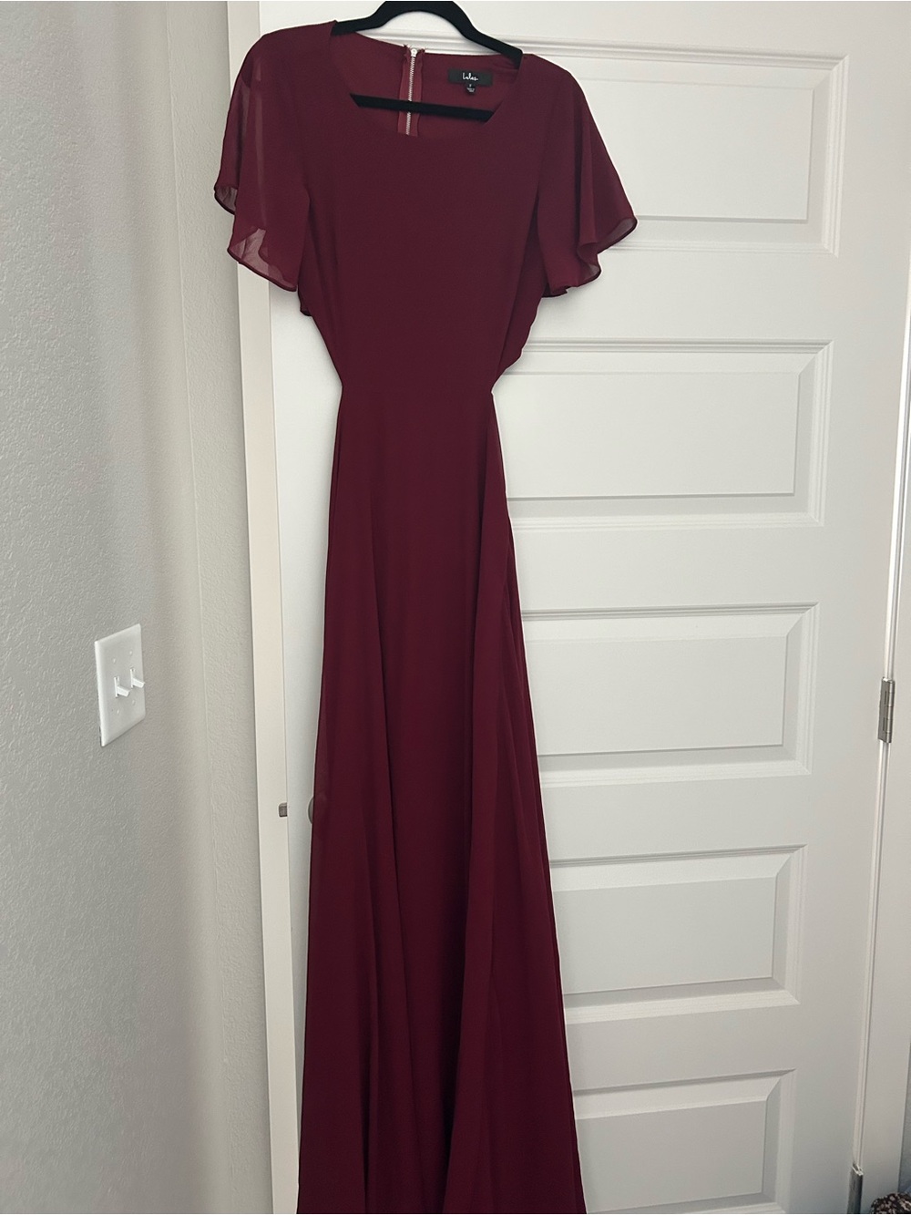 Lulu's Wine Red Maxi Dress with Flutter Sleeves